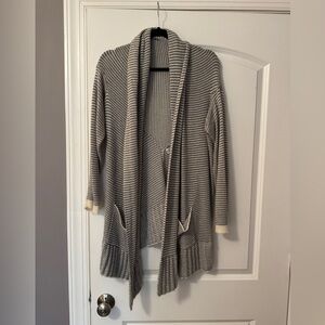 Knox Rose Gray and Cream Striped Cardigan